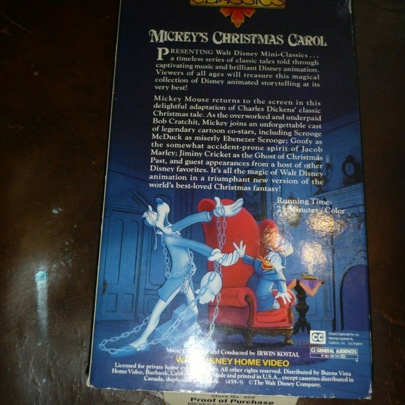 Walt Disney Mini Classics - Mickeys Christmas Carol (VHS, 1994) Vintage New - Picture 2 of 4